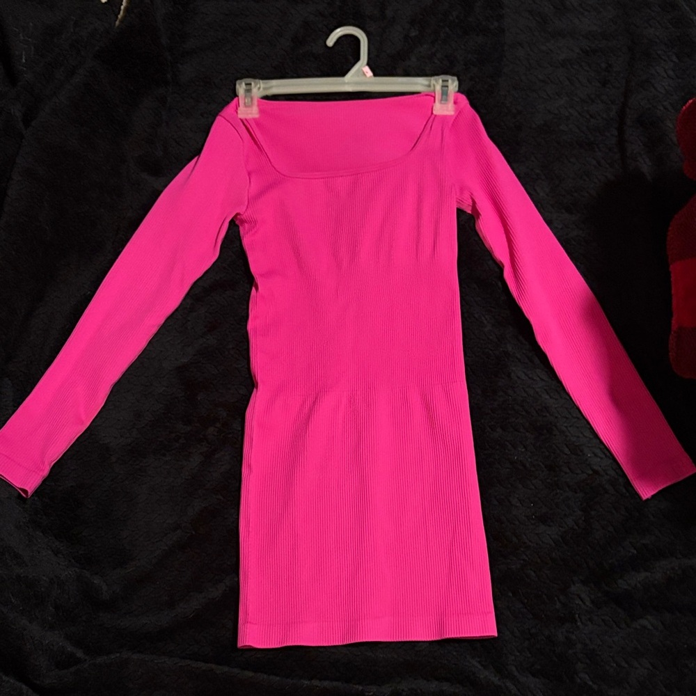 Vibrant Pink Long Sleeve Dress